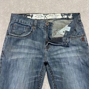 Y2k Marc Ecko Cut & Sew Jeans Mens 32x30 Bootcut Fit Blue Denim Embroidered